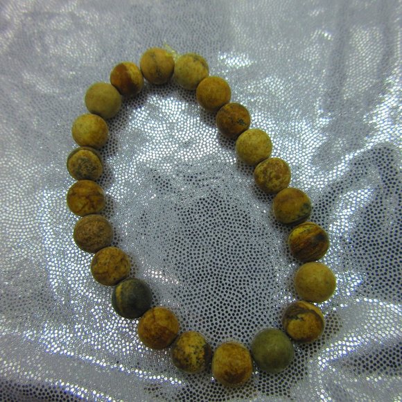 Picture Jasper Matte 8mm Round 7" Stretchy Gemstone Bracelet - Picture 2 of 3